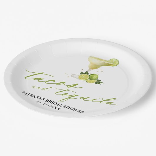 taco's en tequila-Vrijgezellenfeest Papieren Bordje (Gekanteld)