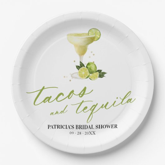 taco's en tequila-Vrijgezellenfeest Papieren Bordje (Voorkant)