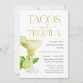 Taco's en Tequila Waterverf Lemon Vrijgezellenfees Kaart (Voorkant)