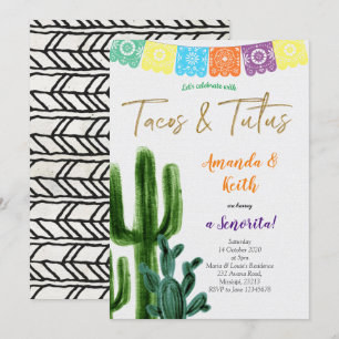 Tacos en Tutus Cactus Baby shower Kaart