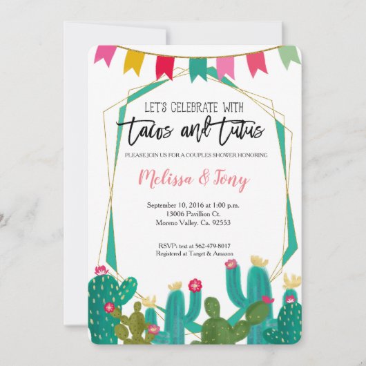 Tacos en Tutus Couples Shower Invitation Kaart (Voorkant)