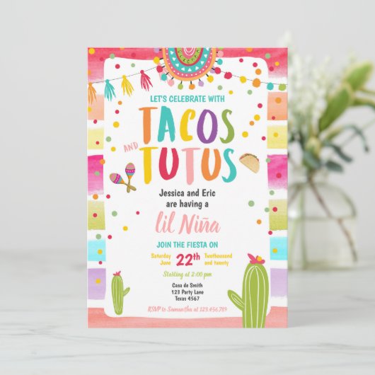 Tacos en Tutus Mexican Fiesta Couples Baby shower Kaart (Staand voorkant)