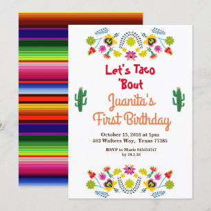 Tacos Fiesta Mexican 1st Birthday Party Invitation Kaart