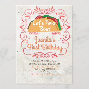 Tacos Fiesta Mexican Birthday Party Invitation Kaart