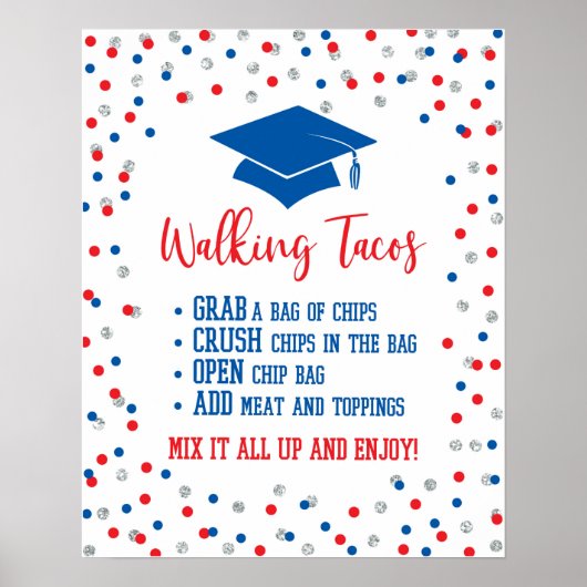 Tacos Graduation Party Sign Patriotic Poster (Voorkant)