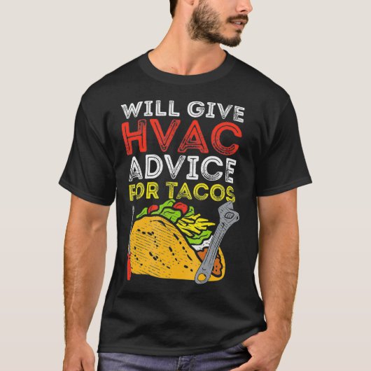 Tacos HVAC-technicus installateur Mexicaans voedse T-shirt (Voorkant)