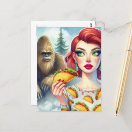 Taco's in het bos met Sasquatch Briefkaart