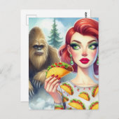 Taco's in het bos met Sasquatch Briefkaart (Voorkant / Achterkant)