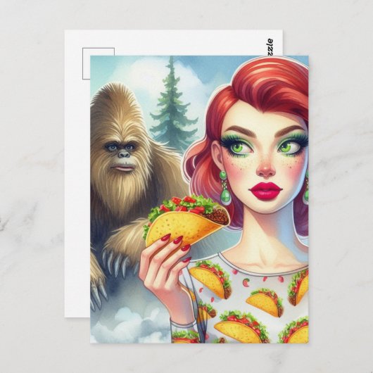 Taco's in het bos met Sasquatch Briefkaart (Voorkant / Achterkant)