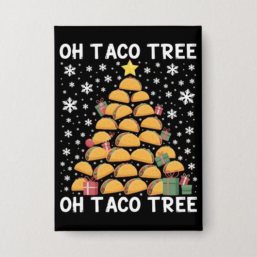 Tacos Kerstboom Grappig Kerstmis Foodie Mexicaans  Button (Voorkant)
