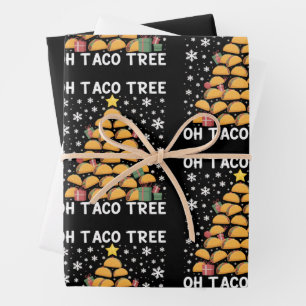 Tacos Kerstboom Grappig Kerstmis Foodie Mexicaans Inpakpapier Vel