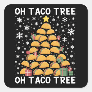 Tacos Kerstboom Grappig Kerstmis Foodie Mexicaans  Vierkante Sticker