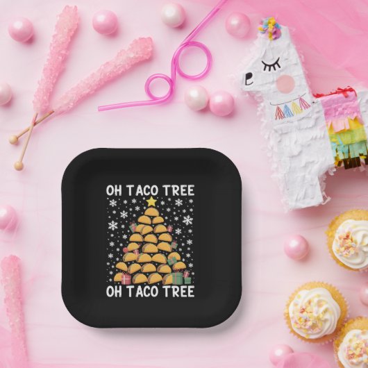 Tacos Kerstboom Grappige Kerstfoodie Mexicaans Papieren Bordje (Feest)