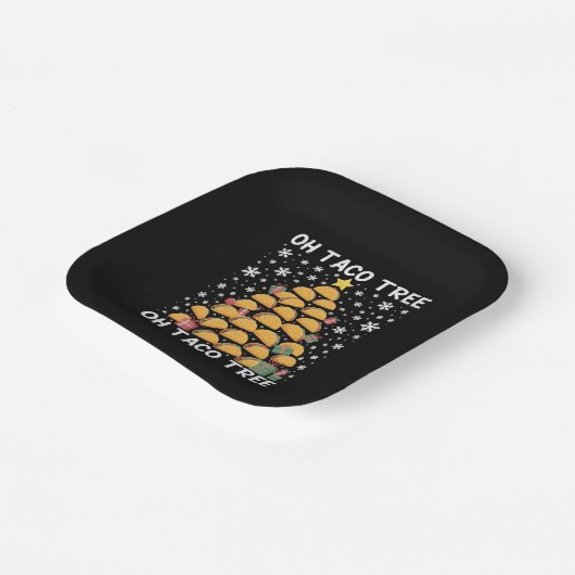 Tacos Kerstboom Grappige Kerstfoodie Mexicaans Papieren Bordje (Gebogen)