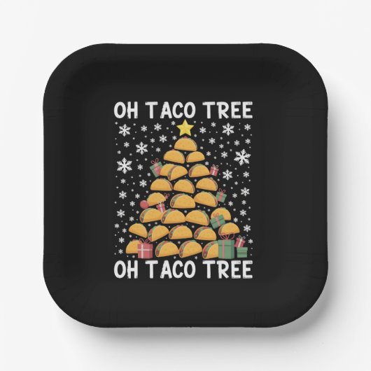 Tacos Kerstboom Grappige Kerstfoodie Mexicaans Papieren Bordje (Voorkant)