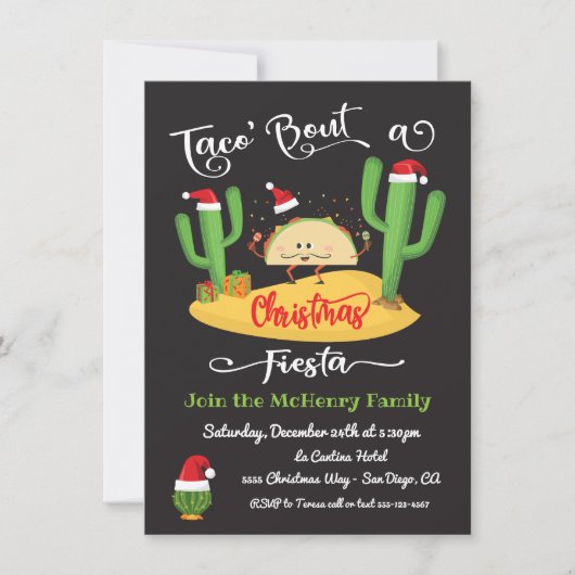 Taco's kerstfeestuitnodiging kaart (Voorkant)