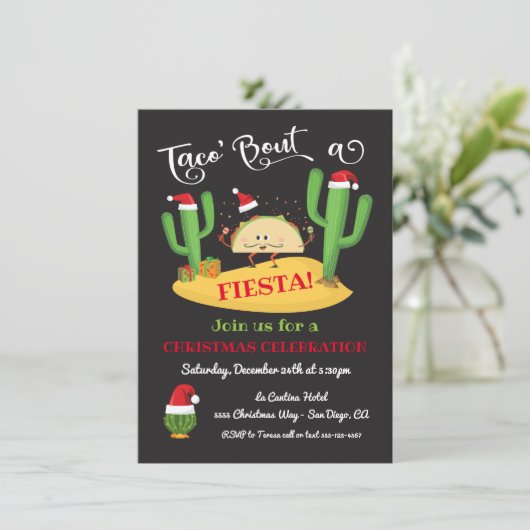 Taco's kerstfeestuitnodiging kaart (Staand voorkant)