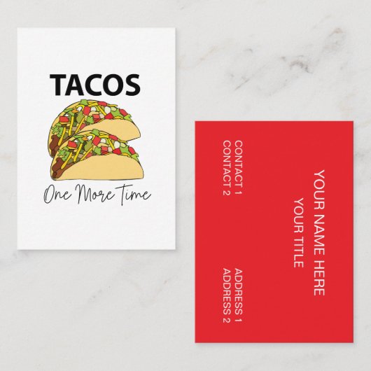 Taco's nog een keer Mexicaanse eten Taco Visitekaartje (Voorkant / Achterkant)