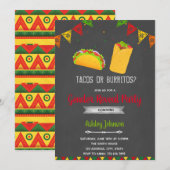 Taco's of burrito's uitnodiging voor een genderfee (Voorkant / Achterkant)