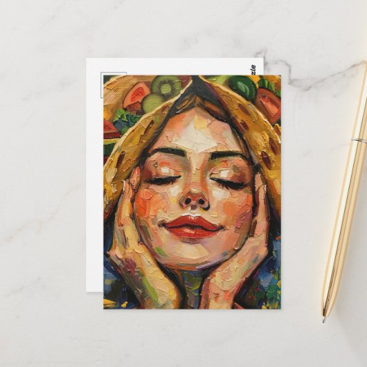 Taco's op mijn gedachten vrouw briefkaart (Voorkant / Achterkant in situ)