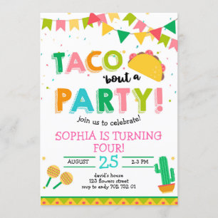 Taco's over de party Girl Fiesta Birthday Pink Kaart