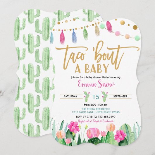Taco's over een Baby shower Fiesta-uitnodiging Kaart (Voorkant / Achterkant)