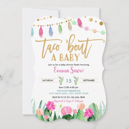 Taco's over een Baby shower Fiesta-uitnodiging Kaart (Voorkant)