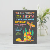 Taco's over een Birthday Mexicaanse uitnodiging (Staand voorkant)