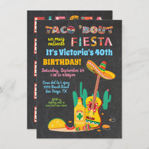 Taco's over een Birthday Mexicaanse uitnodiging