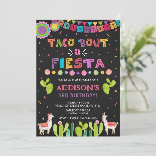 Taco's over een fideuitnodiging kaart (Staand voorkant)