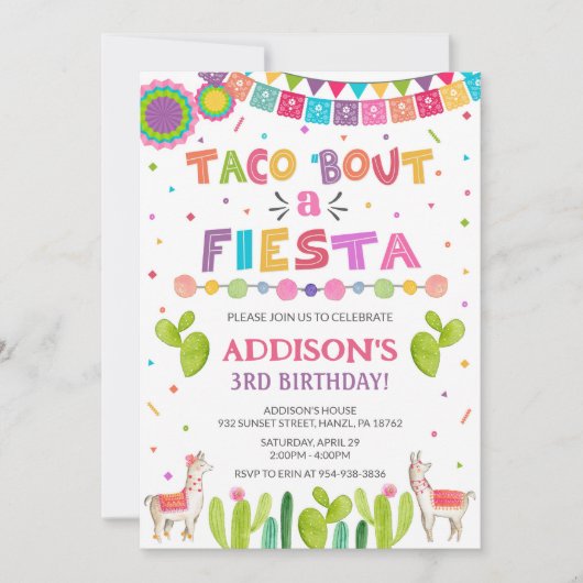 Taco's over een fideuitnodiging kaart (Voorkant)