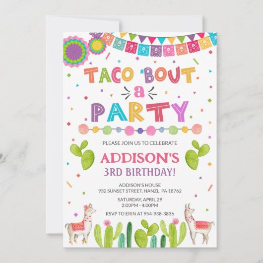 Taco's over een partijuitnodiging kaart (Voorkant)
