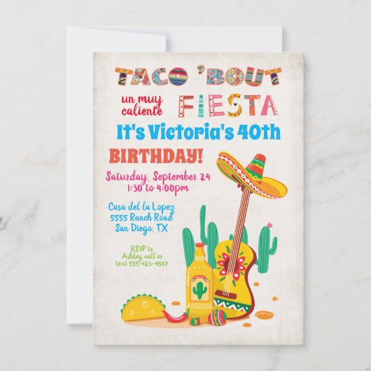 Taco's over uitnodiging van Birthday Fiesta (Voorkant)