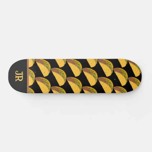 Tacos Patterned Black Persoonlijk Skateboard (Horizontaal)