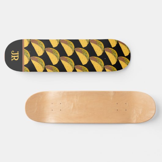 Tacos Patterned Black Persoonlijk Skateboard (Horizontaal)