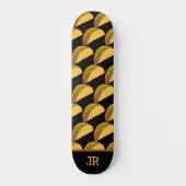 Tacos Patterned Black Persoonlijk Skateboard (Voorkant)
