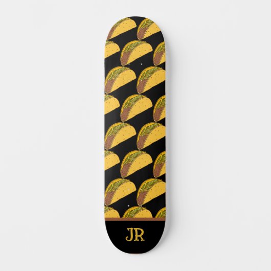 Tacos Patterned Black Persoonlijk Skateboard (Voorkant)