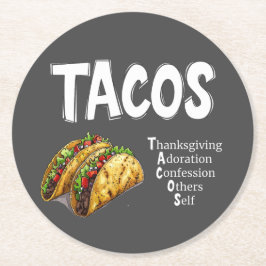 TACOS Prayer Paper-Onderzetter Ronde Kartonnen Onderzetter