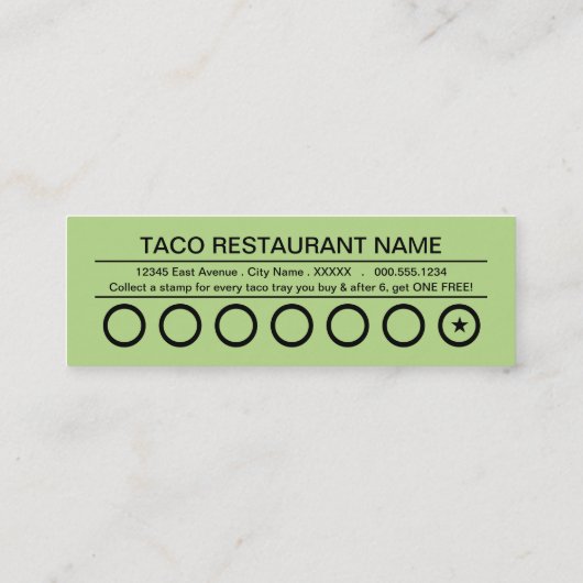 tacos rapidos punch card klantenkaartje (Achterkant)