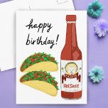 TACOS Spicy Hot Sauce Cat Maracas HAPPY BIRTHDAY Briefkaart<br><div class="desc">Het is TACO-TIJD. Kijk eens naar deze leuke en spiktige hete saus met een kat die zijn maraca's betriest. Aanpassen met je eigen tekst! Kijk eens naar mijn winkel voor meer!</div>