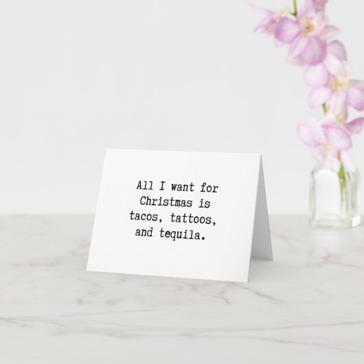 Tacos, tattoos, tequila Christmas Card Kaart (Orchidee)