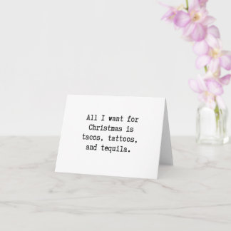 Tacos, tattoos, tequila Christmas Card Kaart