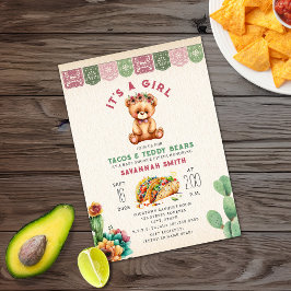 Tacos & Teddy Bears Girl Baby shower Fiesta Kaart