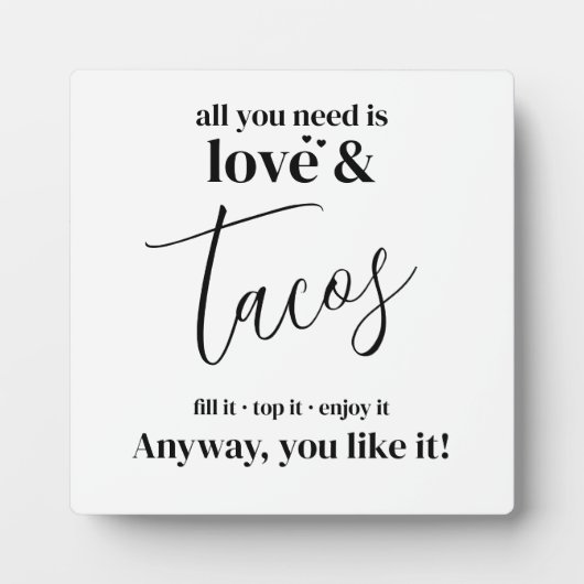 Tacos-teken tabletop Plaque met Easel Fotoplaat (Voorkant)