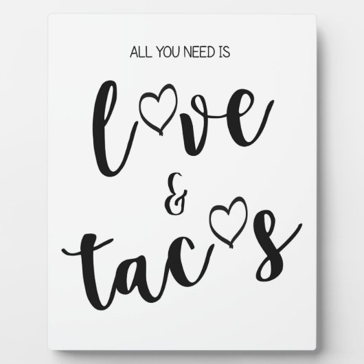 Tacos-teken tabletop Plaque met Easel Fotoplaat (Voorkant)