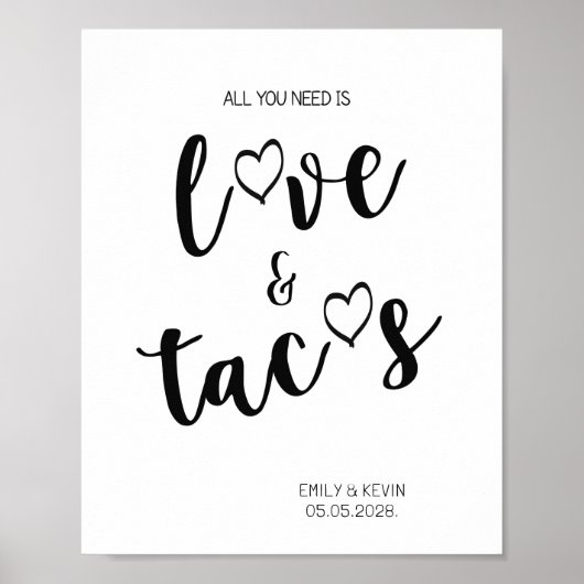 Tacos-teken tabletop Plaque met Easel Poster (Voorkant)