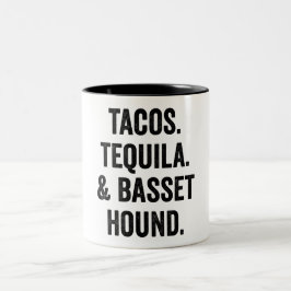 Tacos Tequila And Basset Hound Funny  Tweekleurige Koffiemok
