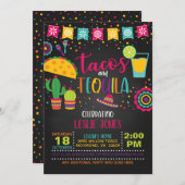 Tacos & Tequila Birthday Uitnodiging - Blk (Voorkant / Achterkant)
