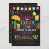 Tacos & Tequila Bridal Shower Invitation - Blk Kaart (Voorkant / Achterkant)