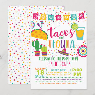 Tacos & Tequila Bridal Shower Invitation - Wh Kaart